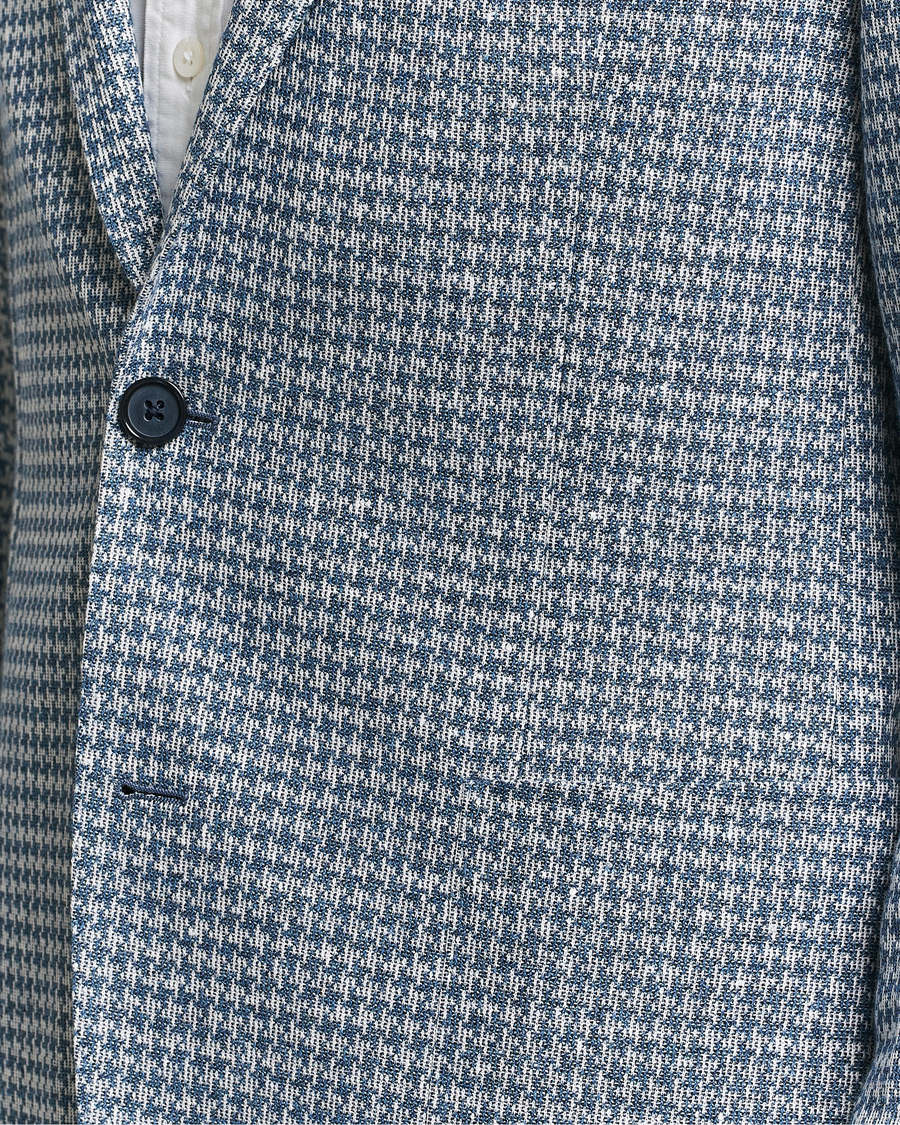 Heren | Blazers | BOSS BLACK | Hanry Jersey Linen Checked Blazer Bright Blue