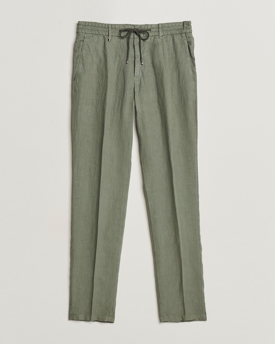 Heren | Broeken | BOSS BLACK | Genius Slim Fit Linen Pants Open Green