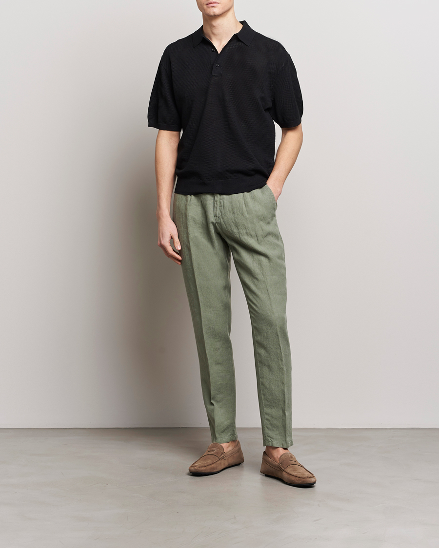 Heren | Broeken | BOSS BLACK | Genius Slim Fit Linen Pants Open Green