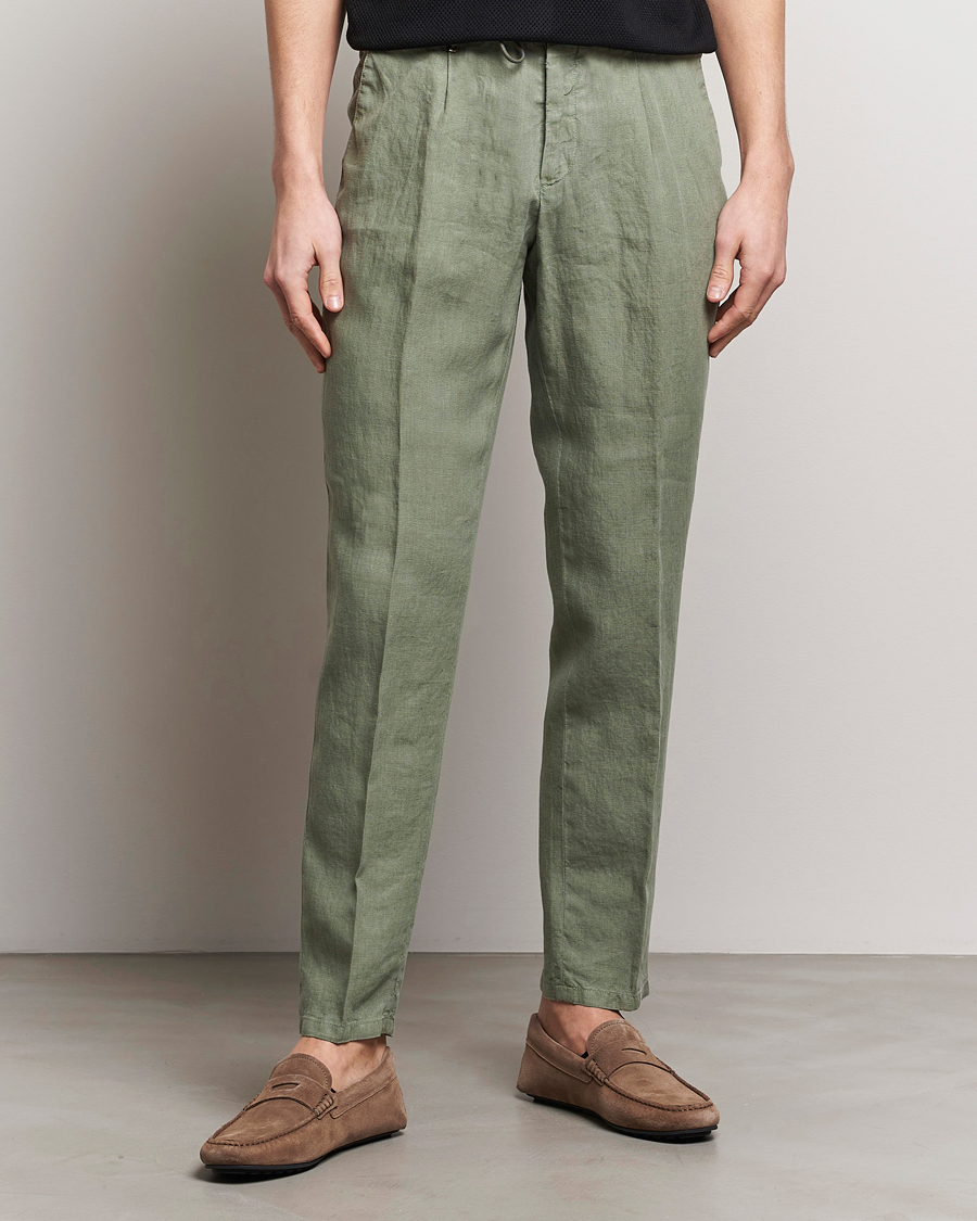 Heren | BOSS BLACK | BOSS BLACK | Genius Slim Fit Linen Pants Open Green