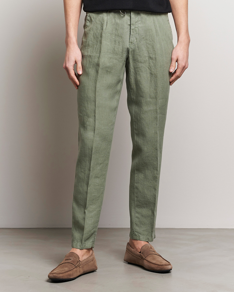 Heren | Kleding | BOSS BLACK | Genius Slim Fit Linen Pants Open Green