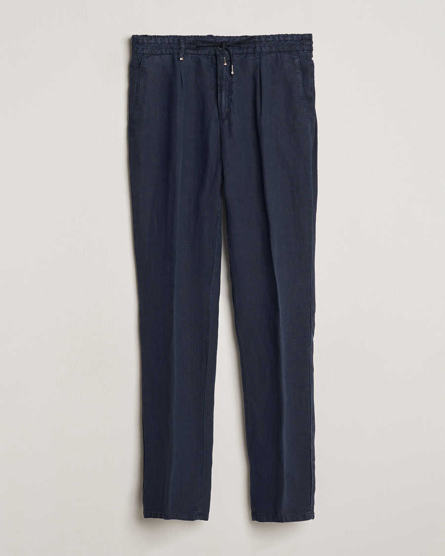 Heren | Broeken | BOSS BLACK | Genius Slim Fit Linen Pants Dark Blue
