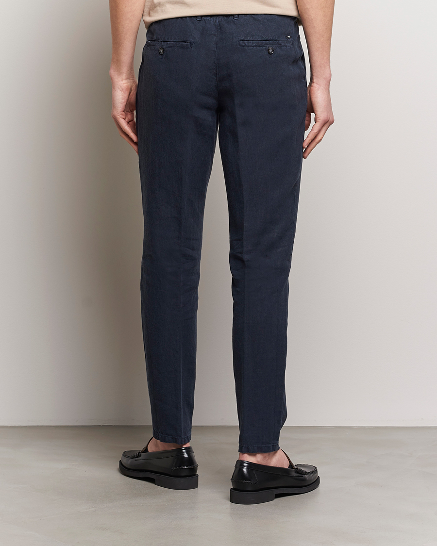 Heren | Broeken | BOSS BLACK | Genius Slim Fit Linen Pants Dark Blue