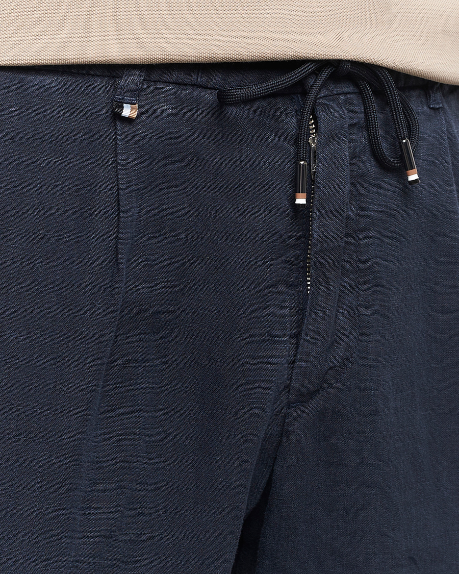 Heren | Broeken | BOSS BLACK | Genius Slim Fit Linen Pants Dark Blue