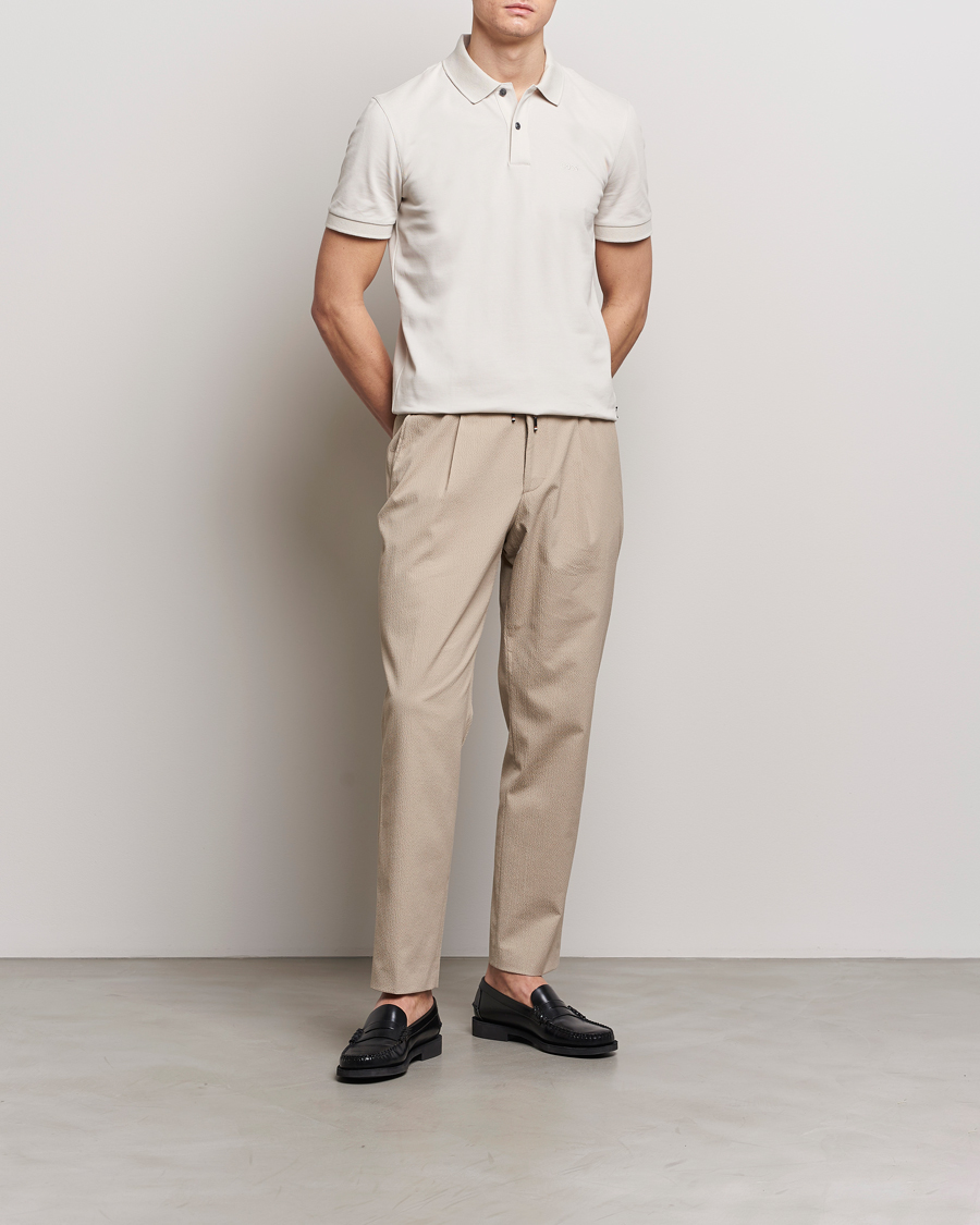 Heren | Broeken | BOSS BLACK | Perin Cotton Seersucker Pants Dark Beige