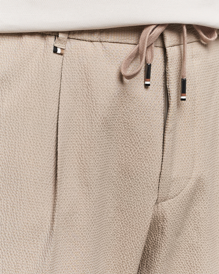 Heren | Broeken | BOSS BLACK | Perin Cotton Seersucker Pants Dark Beige