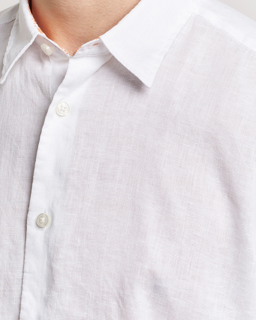 Heren | Overhemden | BOSS BLACK | Liam Short Sleeve Linen Shirt White