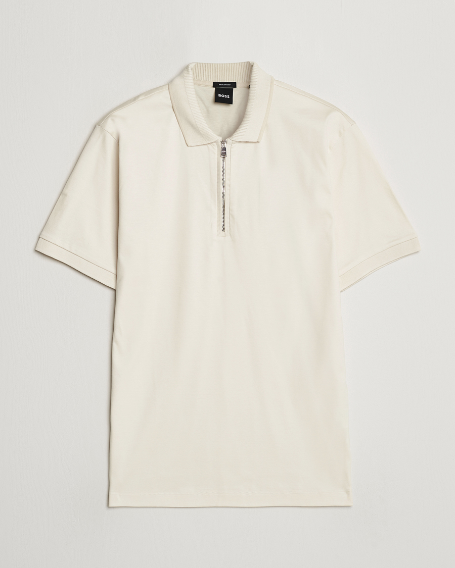 Heren | Polo's | BOSS BLACK | Polston Half Zip Polo Open White