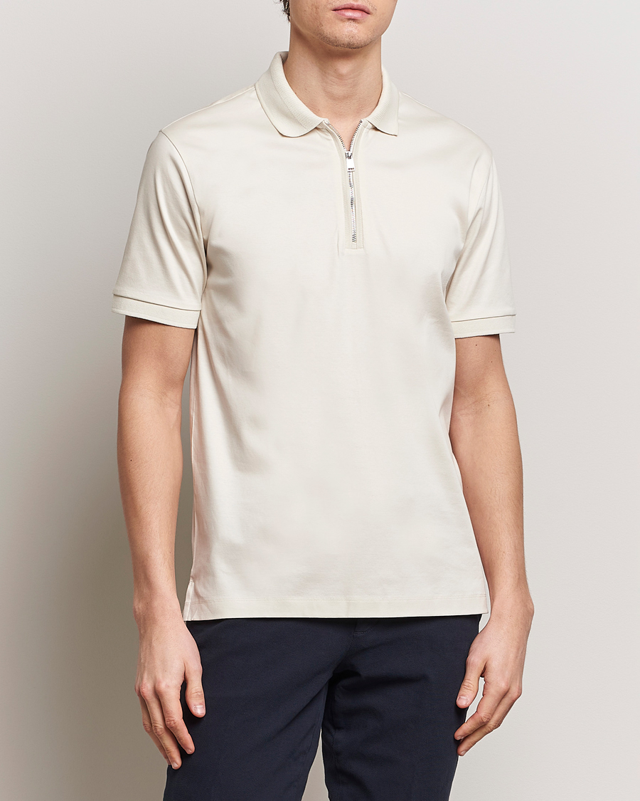 Heren | Poloshirts met korte mouwen | BOSS BLACK | Polston Half Zip Polo Open White