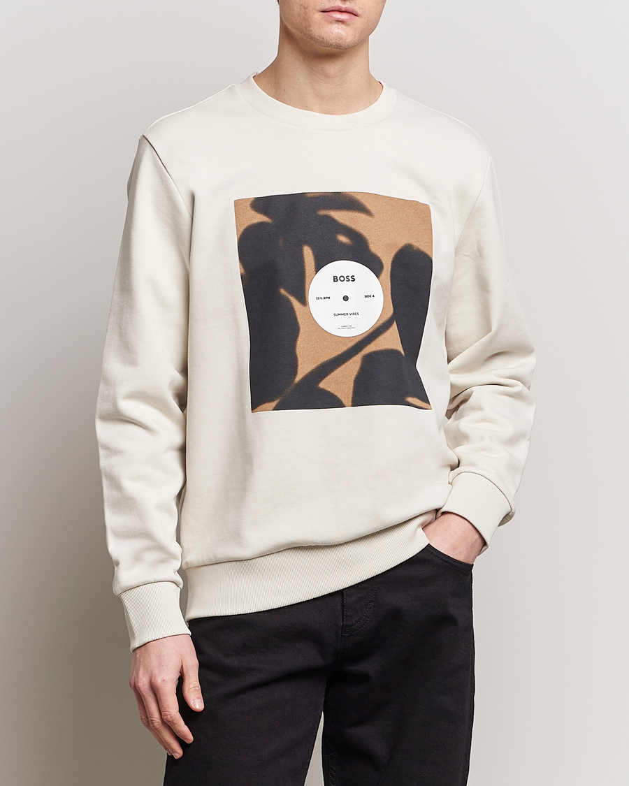 Heren | Sale -20% | BOSS BLACK | Soleri Logo Sweatshirt Open White