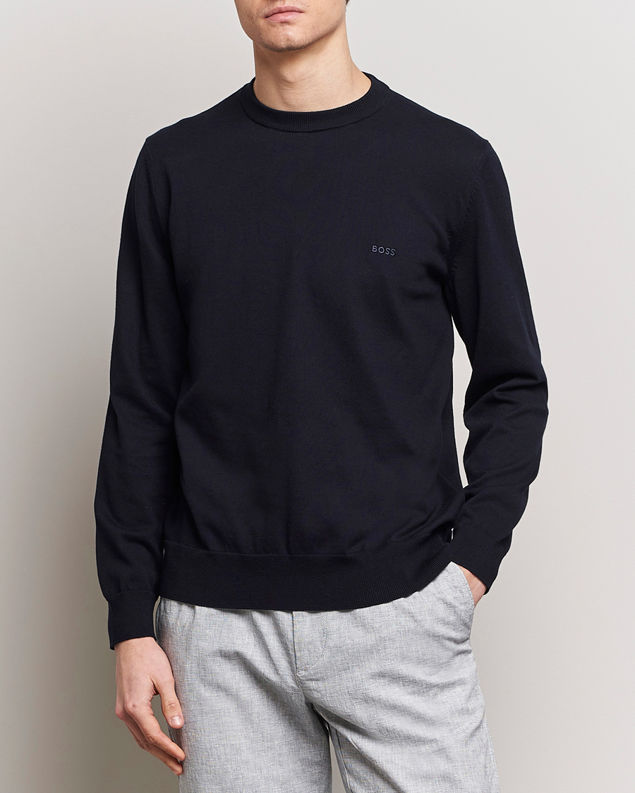 Heren |  | BOSS BLACK | Pacas Crew Neck Pullover Dark Blue