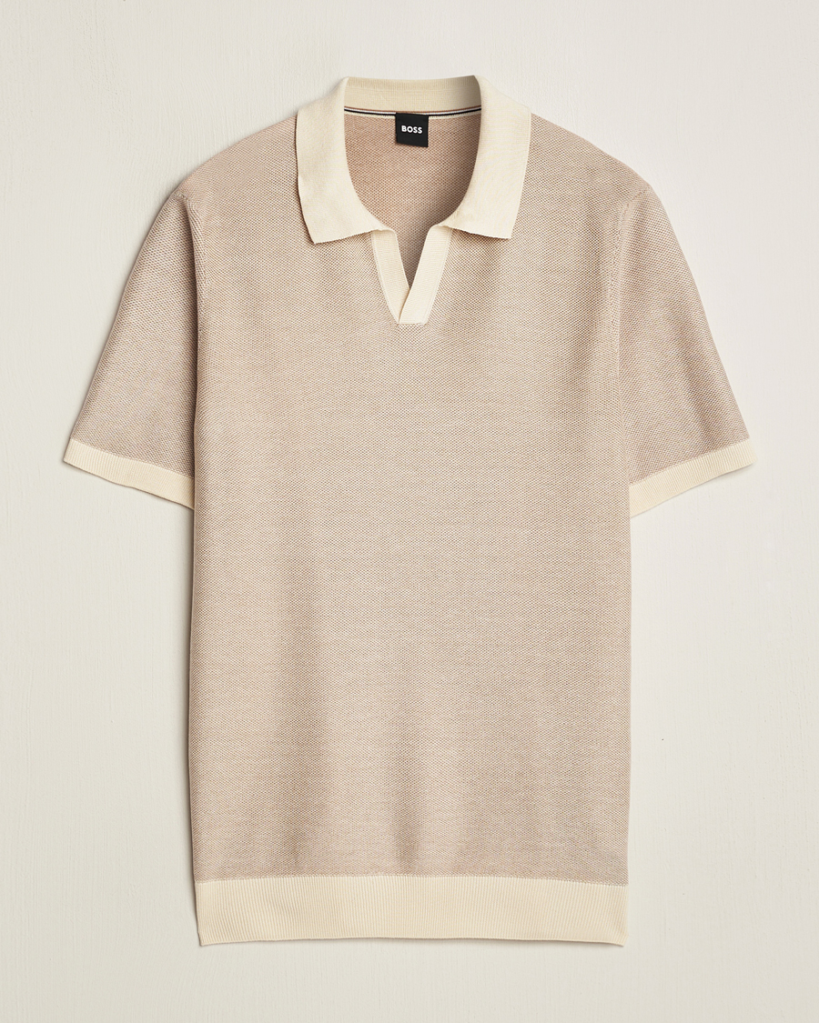 Heren | Polo's | BOSS BLACK | Tempio Open Collar Polo Open Beige