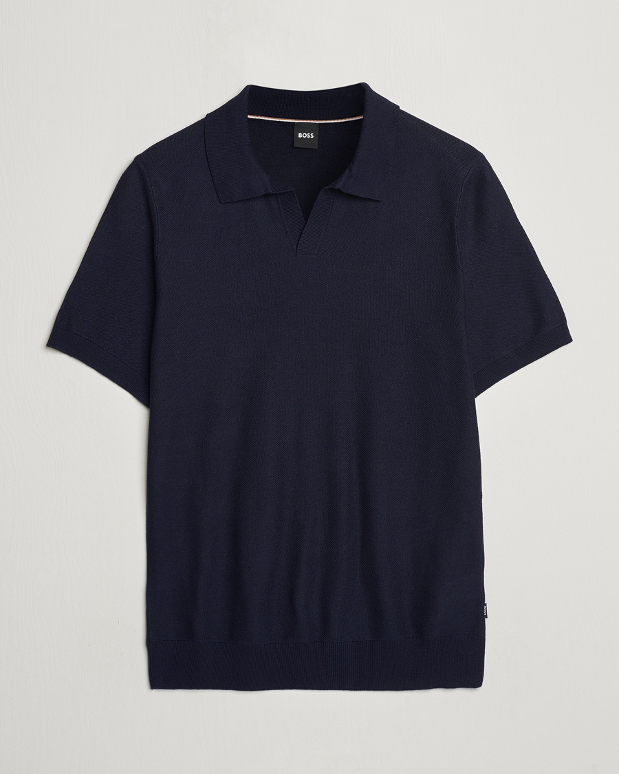 Heren | Polo's | BOSS BLACK | Tempio Open Collar Polo Dark Blue