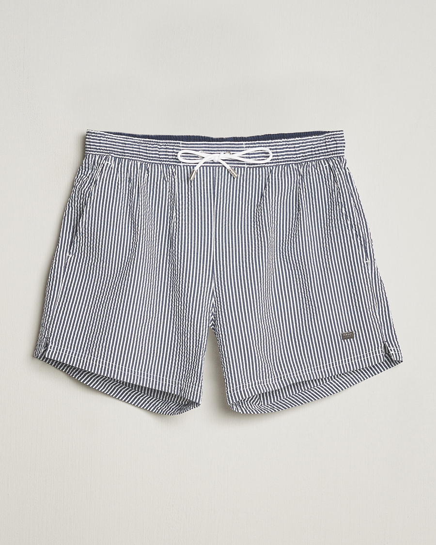 Heren | Zwembroek | BOSS BLACK | Velvetfish Seersucker Swimshorts Navy