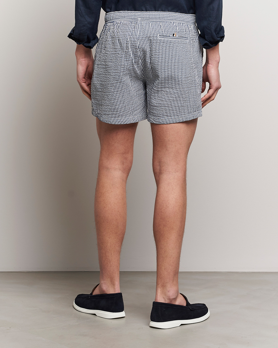 Heren | Zwembroek | BOSS BLACK | Velvetfish Seersucker Swimshorts Navy