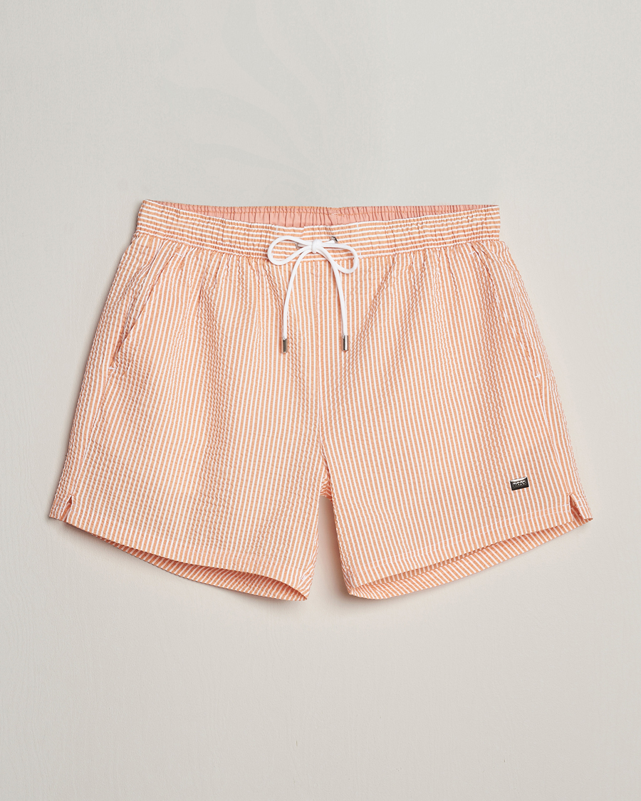 Heren | Zwembroek | BOSS BLACK | Velvetfish Seersucker Swimshorts Orange