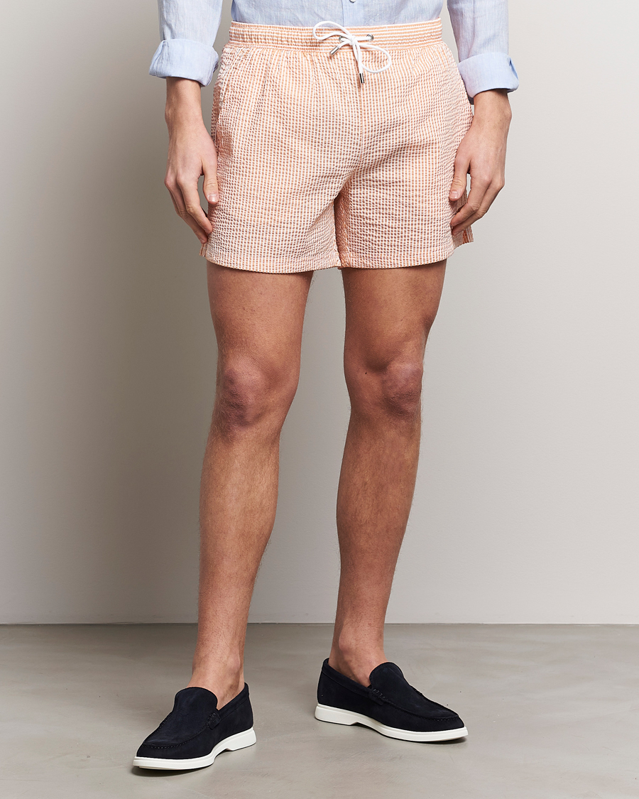 Heren |  | BOSS BLACK | Velvetfish Seersucker Swimshorts Orange