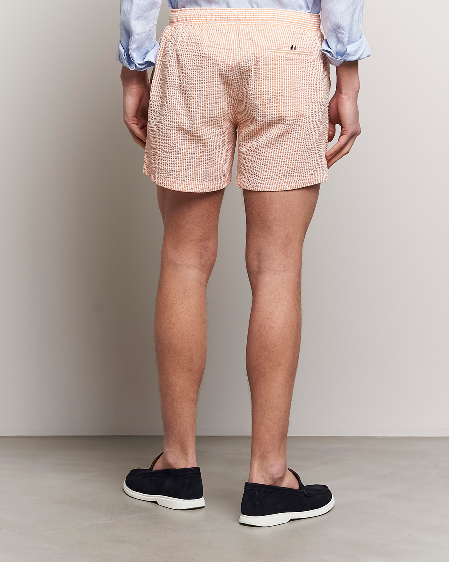 Heren | Zwembroek | BOSS BLACK | Velvetfish Seersucker Swimshorts Orange