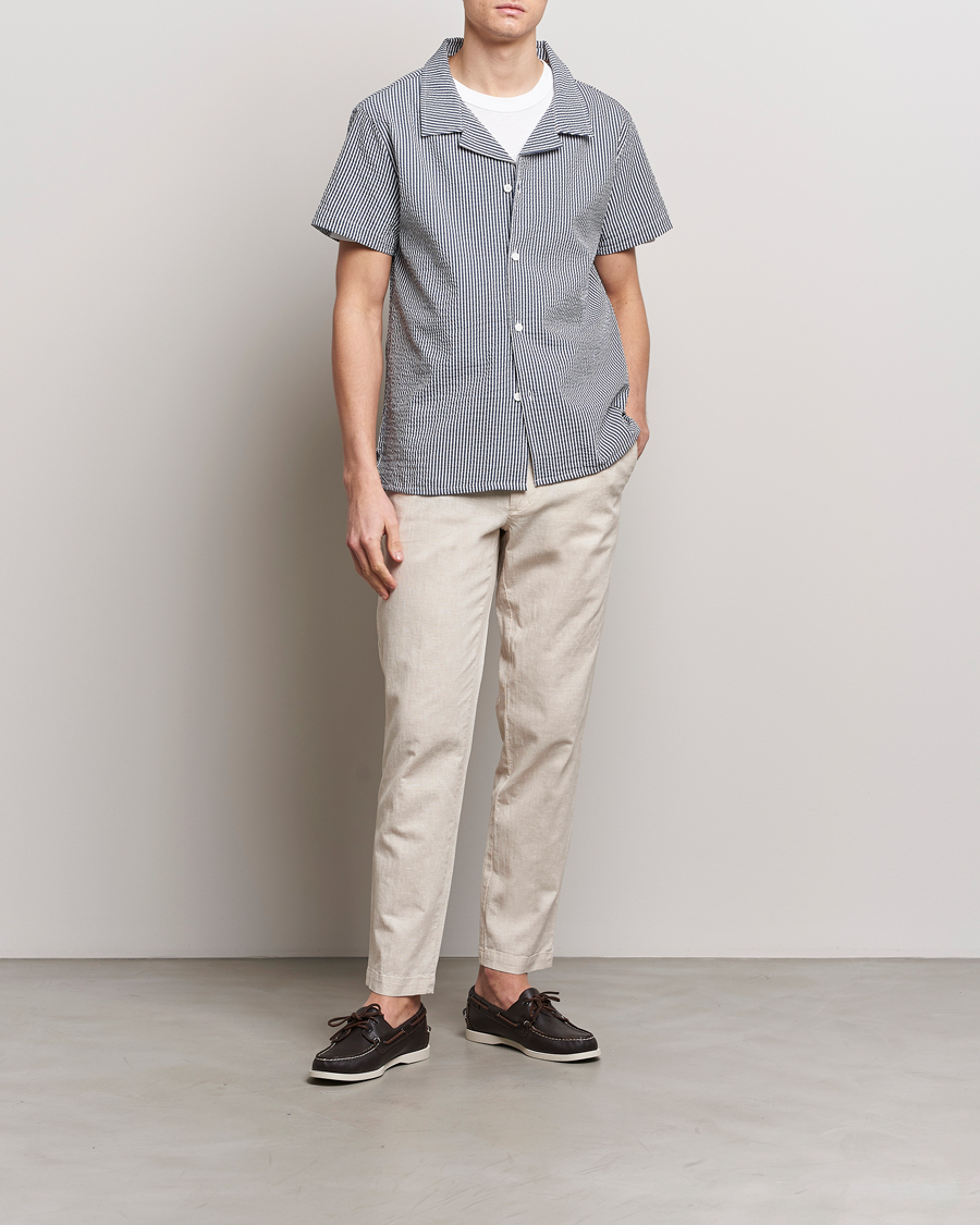 Heren | Overhemden | BOSS BLACK | Short Sleeve Open Collar Shirt Navy
