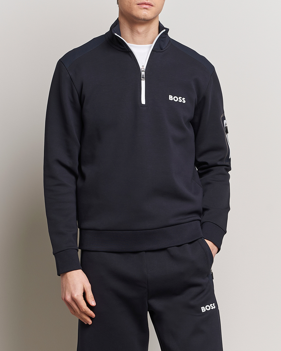 Heren | BOSS | BOSS GREEN | Half Zip Sweatshirt Dark Blue