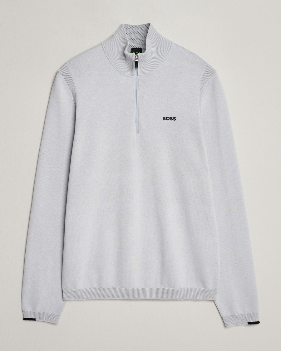 Heren | Truien | BOSS GREEN | Ever Knitted Half Zip Light Grey