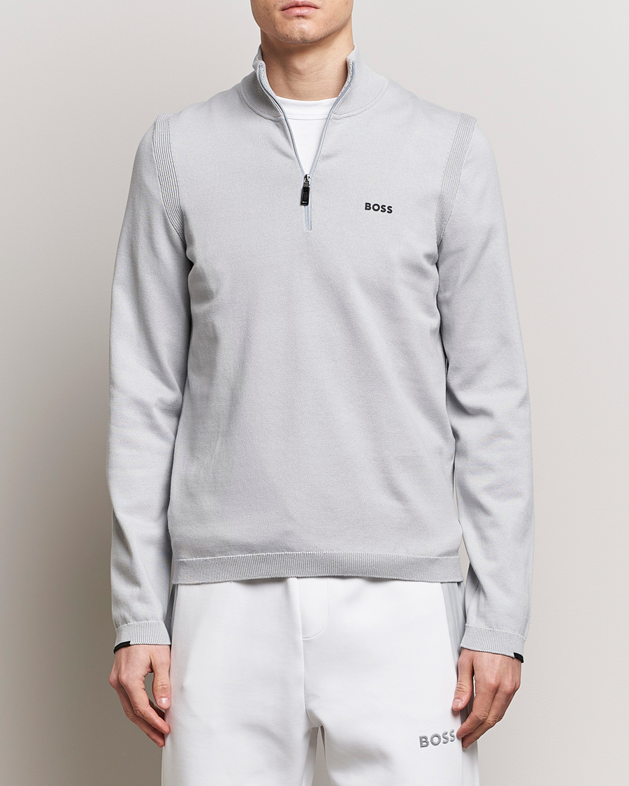 Heren | Sale | BOSS GREEN | Ever Knitted Half Zip Light Grey