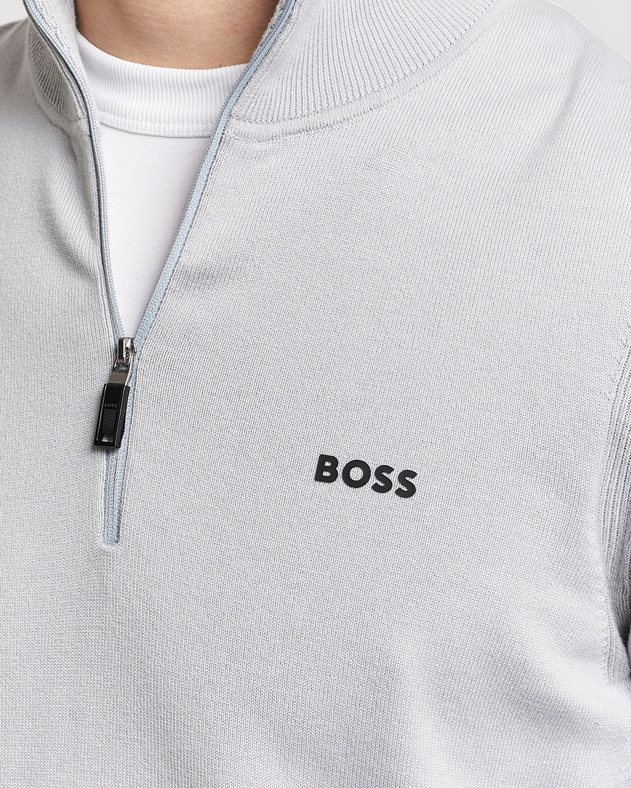 Heren | Truien | BOSS GREEN | Ever Knitted Half Zip Light Grey