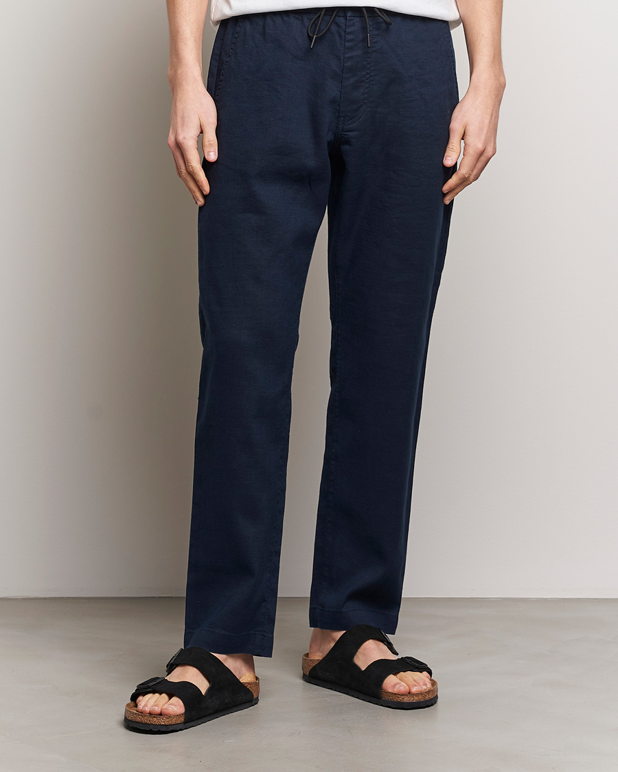 Heren | De linnenkast | BOSS ORANGE | Sanderson Linen Pants Dark Blue