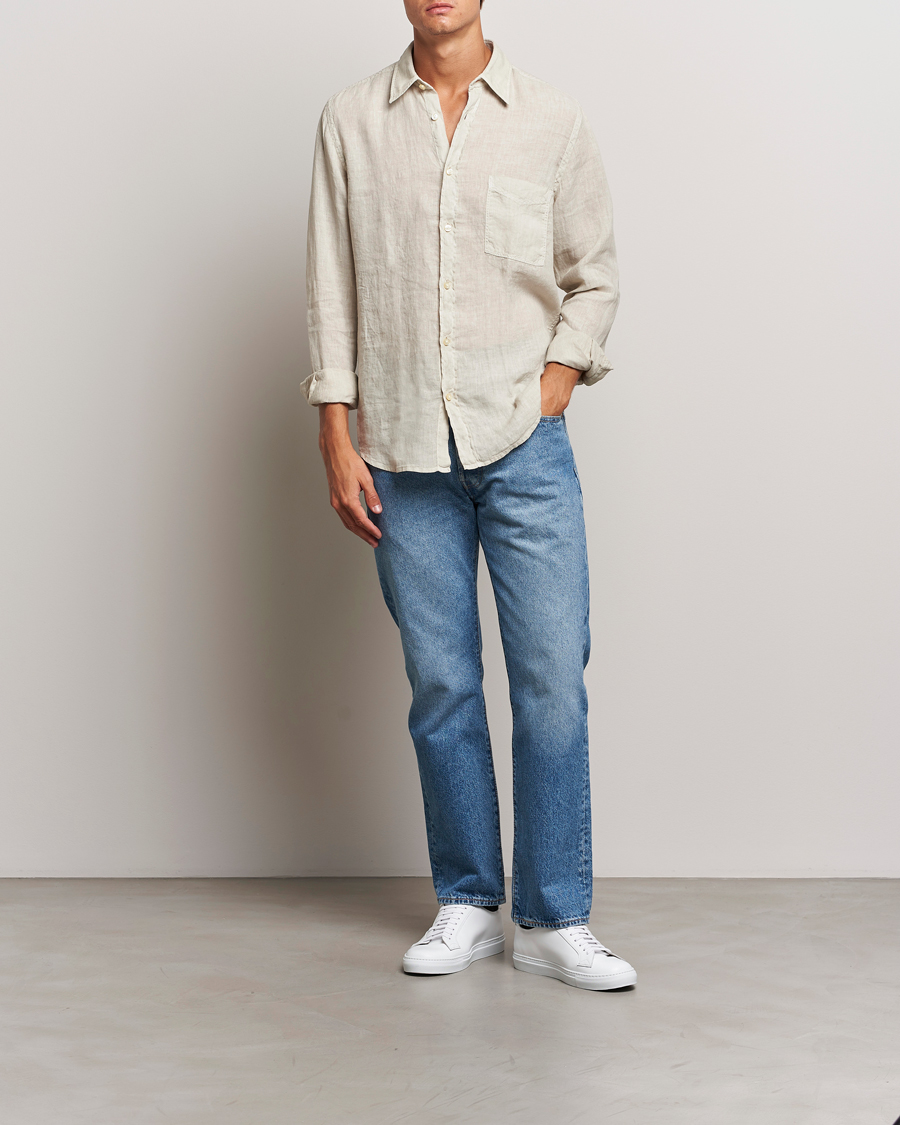 Heren | Overhemden | BOSS ORANGE | Relegant Linen Shirt Light Beige