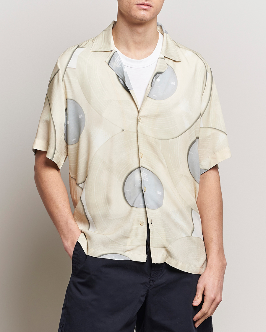 Heren | Overhemden met korte mouwen | BOSS ORANGE | Rayer Short Sleeve Printed Shirt Light Beige