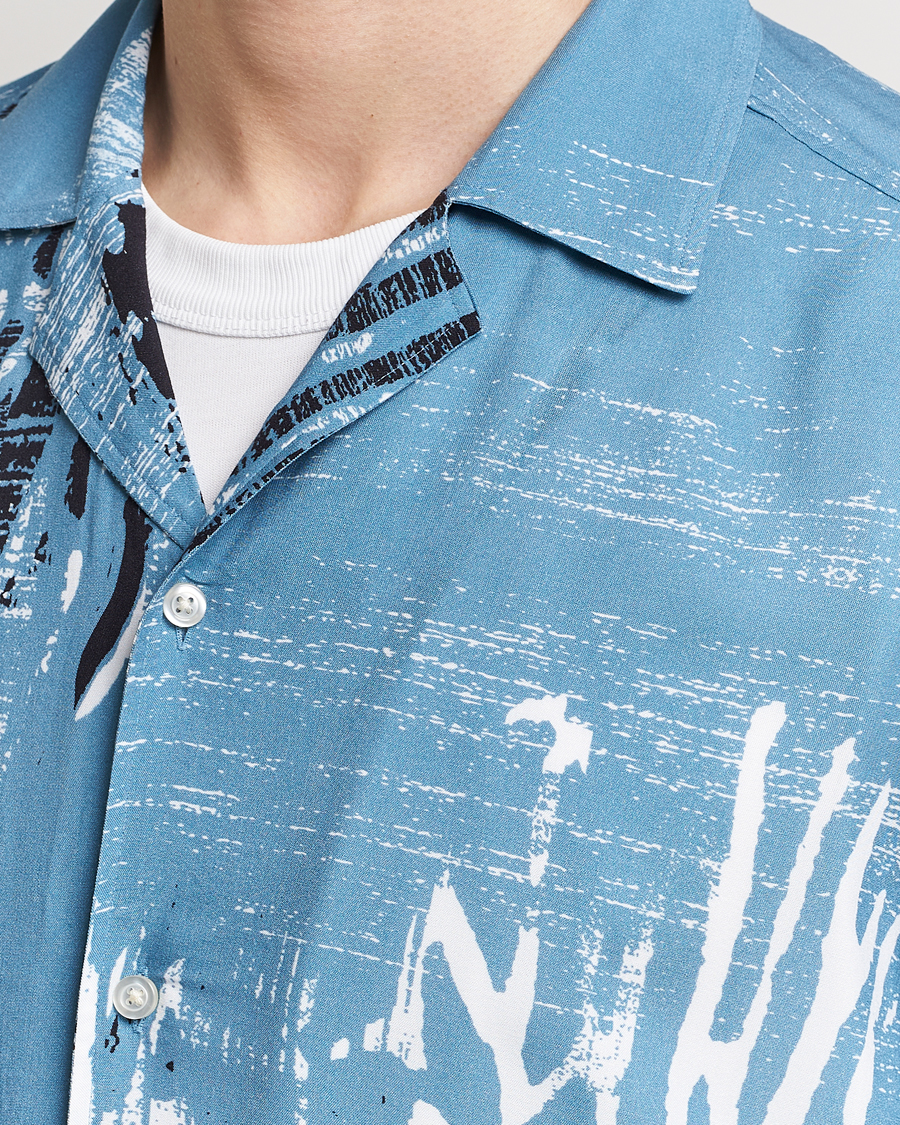 Heren | Overhemden | BOSS ORANGE | Rayer Short Sleeve Printed Shirt Open Blue