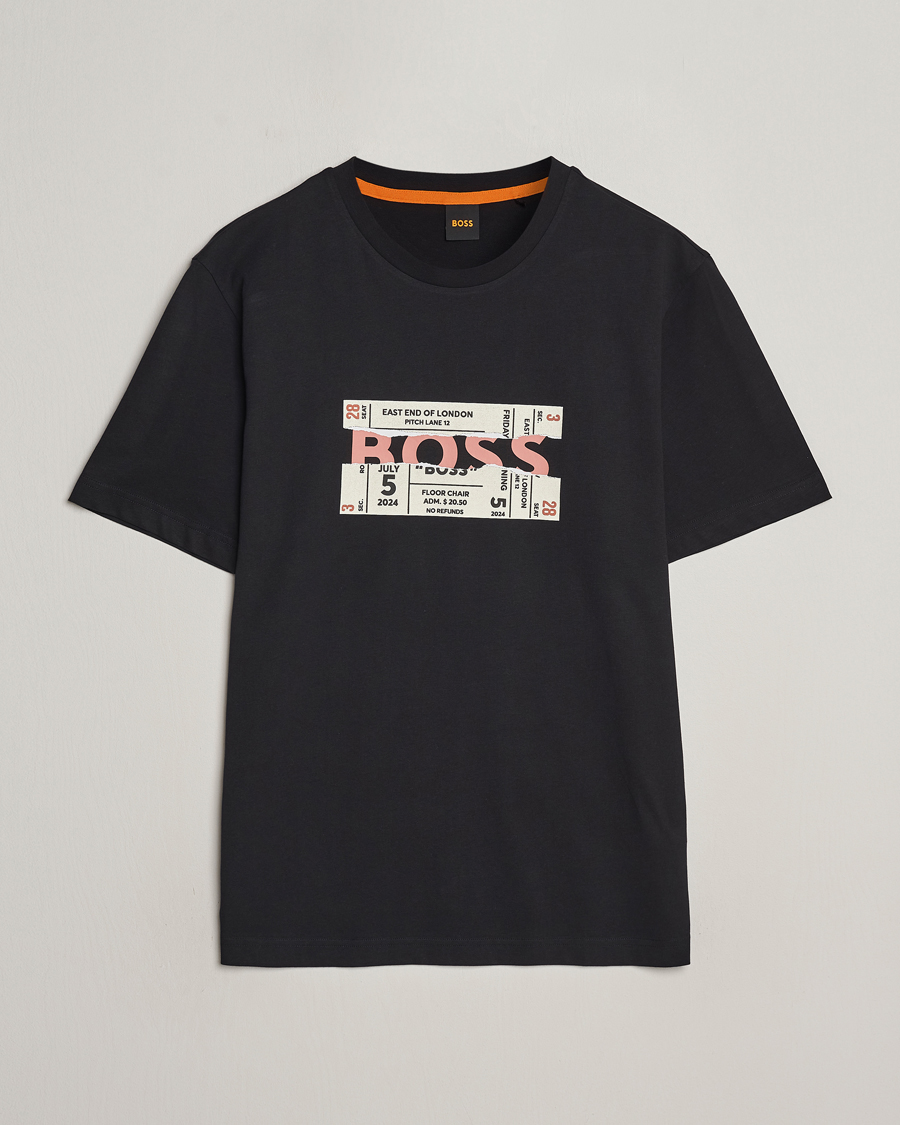 Heren | T-shirts | BOSS ORANGE | Printed Crew Neck T-Shirt Black