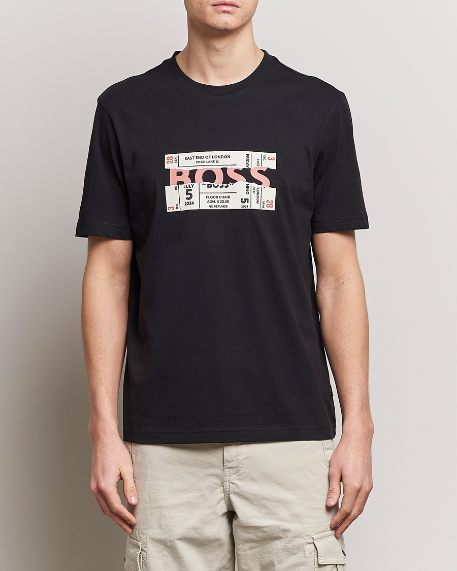 Heren | Zwarte T-shirts | BOSS ORANGE | Printed Crew Neck T-Shirt Black