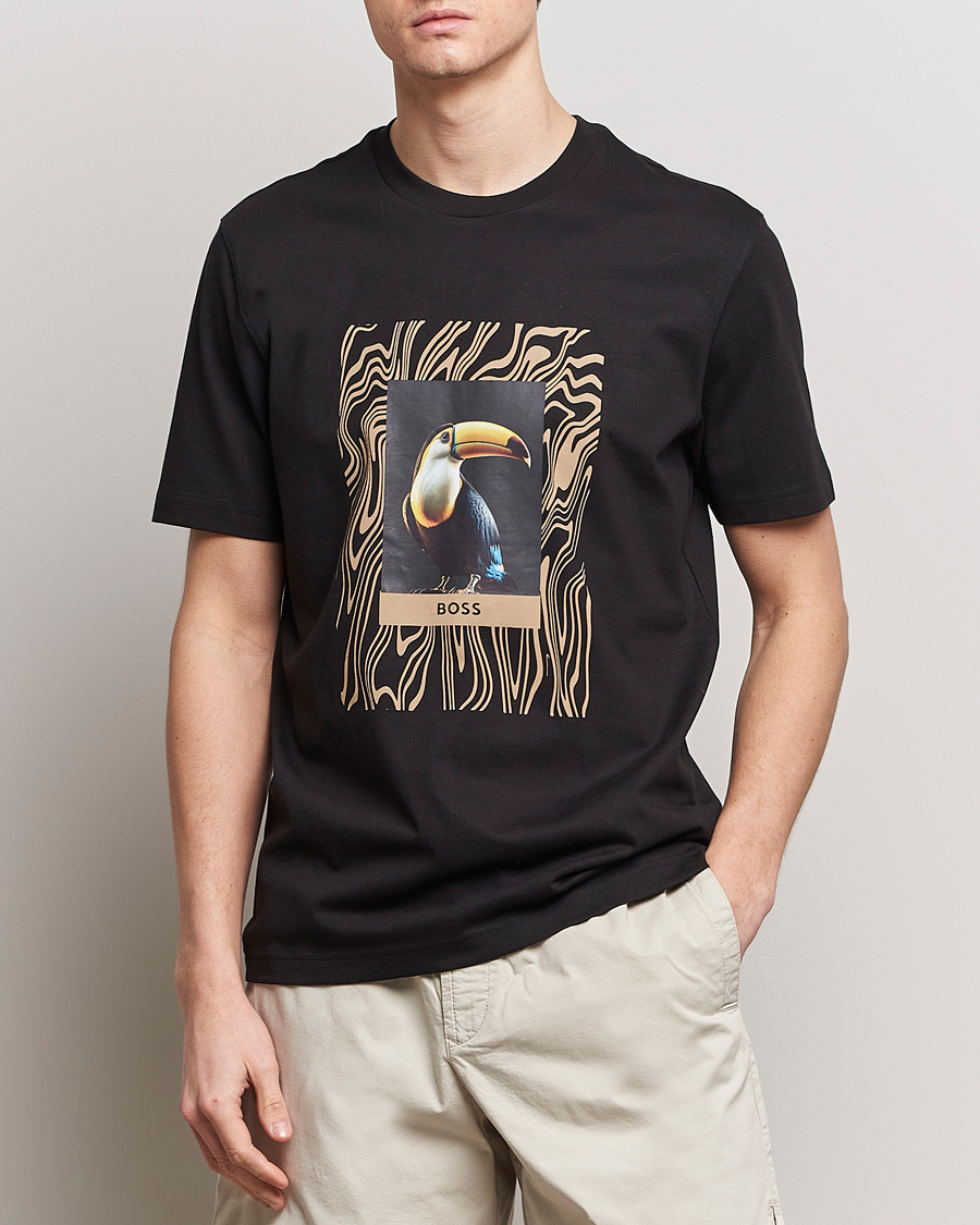 Heren | T-shirts met korte mouwen | BOSS ORANGE | Tucan Printed Crew Neck T-Shirt Black