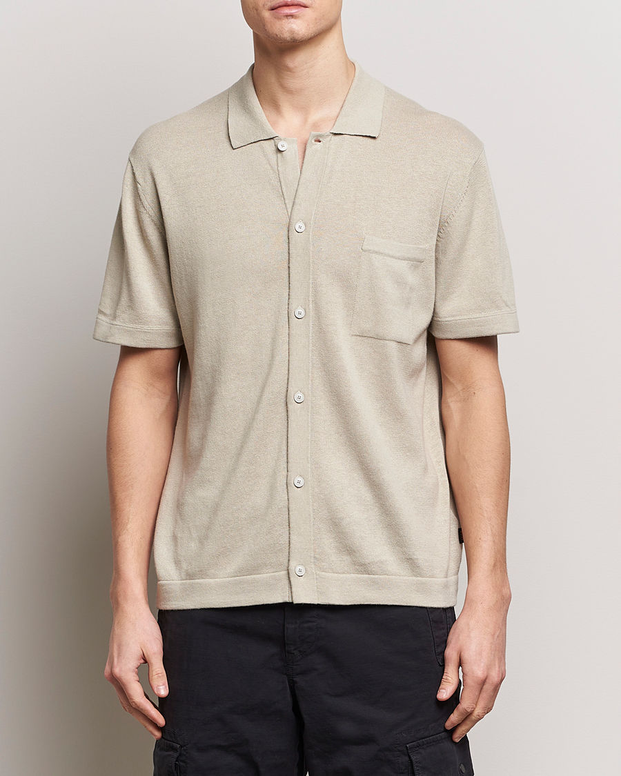 Heren |  | BOSS ORANGE | Kamiccio Knitted Short Sleeve Shirt Light Beige