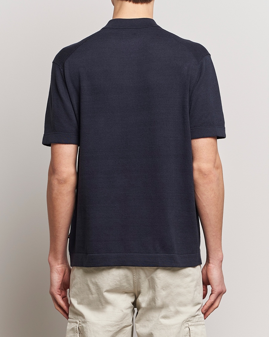 Heren | Overhemden | BOSS ORANGE | Kamiccio Knitted Short Sleeve Shirt Dark Blue