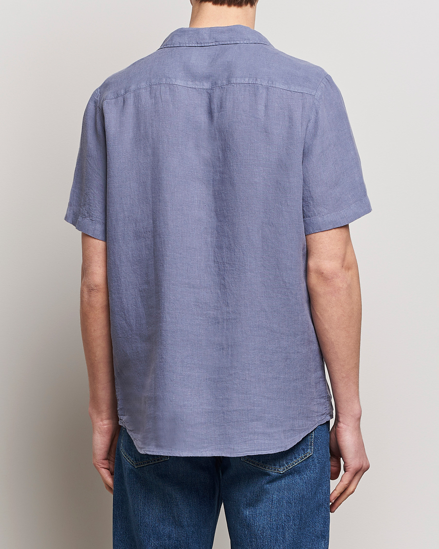 Heren | Overhemden | HUGO | Ellino Short Sleeve Linen Shirt Open Blue