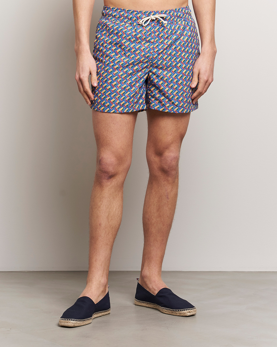 Heren | Zwembroek Met Trekkoord | Ripa Ripa | Meandro Printed Swimshorts Blue