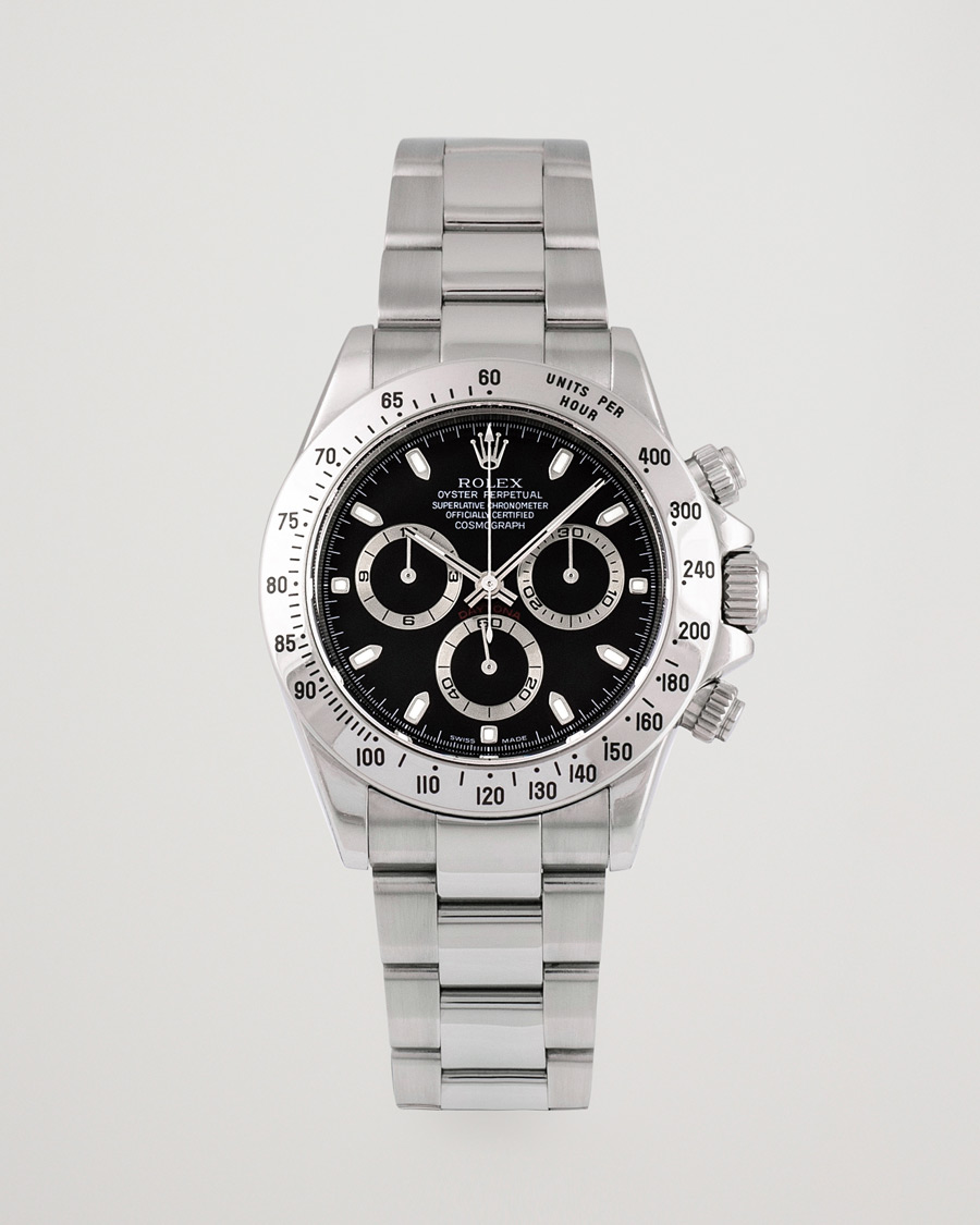 Heren | Rolex Pre-Owned Daytona Black dial Steel 116520 Silver | Rolex Pre-Owned | Daytona Black dial Steel 116520 Silver