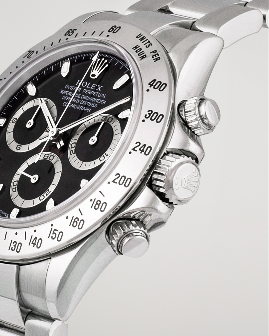 Heren | Rolex Pre-Owned Daytona Black dial Steel 116520 Silver | Rolex Pre-Owned | Daytona Black dial Steel 116520 Silver