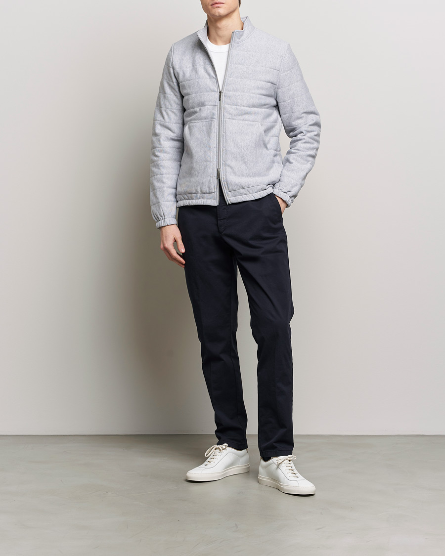 Heren | Truien | Stenströms | Cotton Collage Zip Jacket Grey