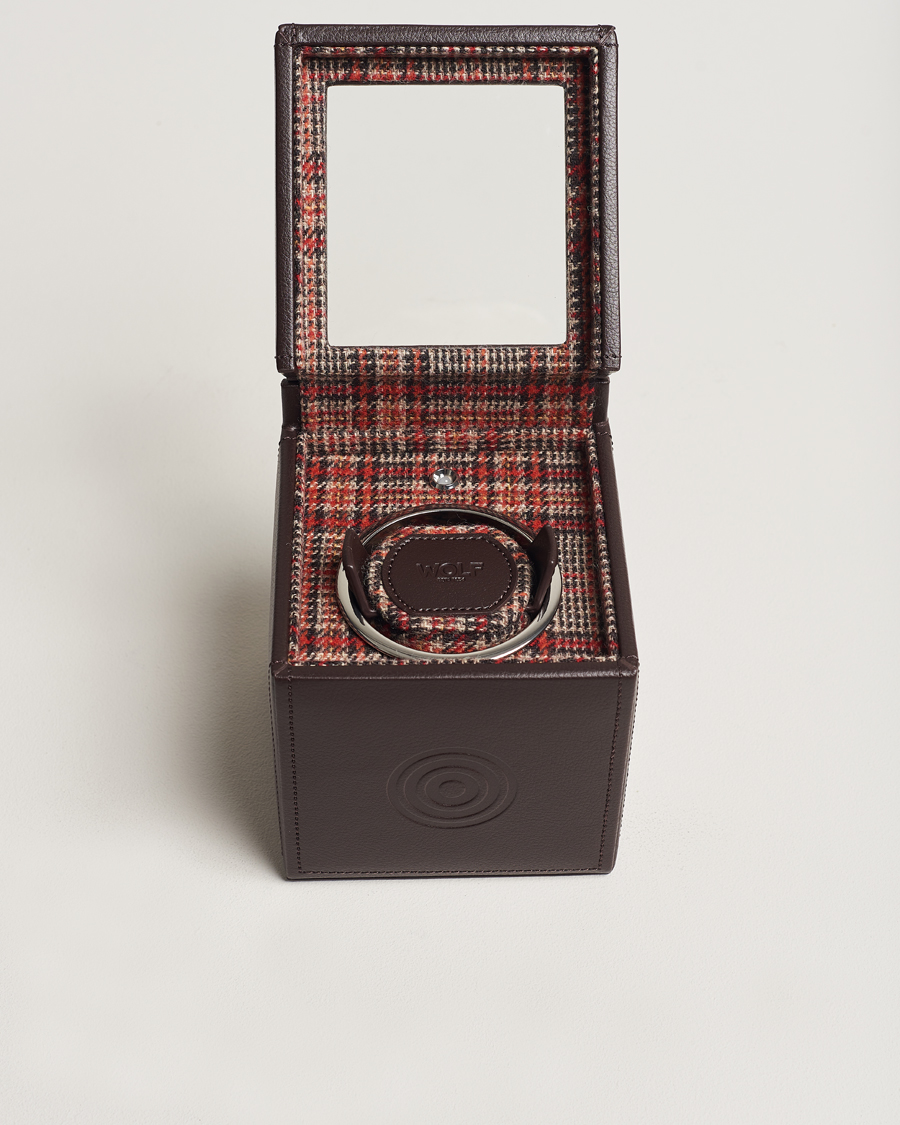 Heren | Horloge & juwelendozen | WOLF | WM Brown Single Watch Winder Tweed Brown