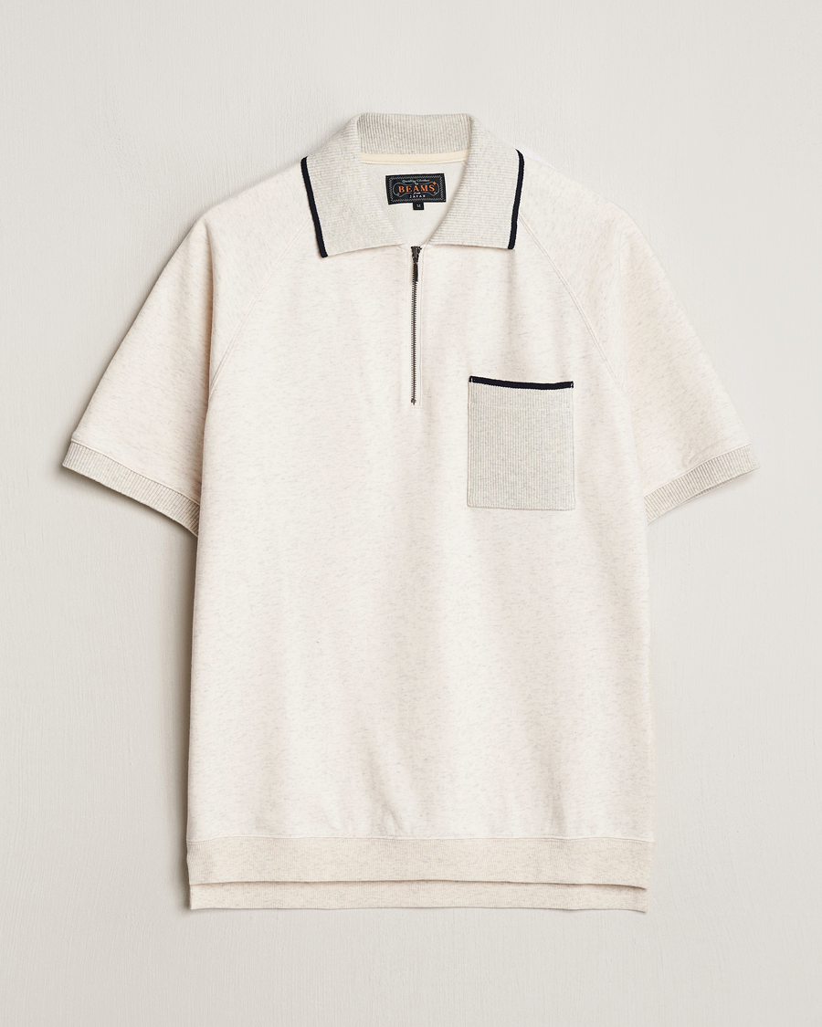 Heren | Polo's | BEAMS PLUS | Half Zip Light Fleece Polo Oatmeal
