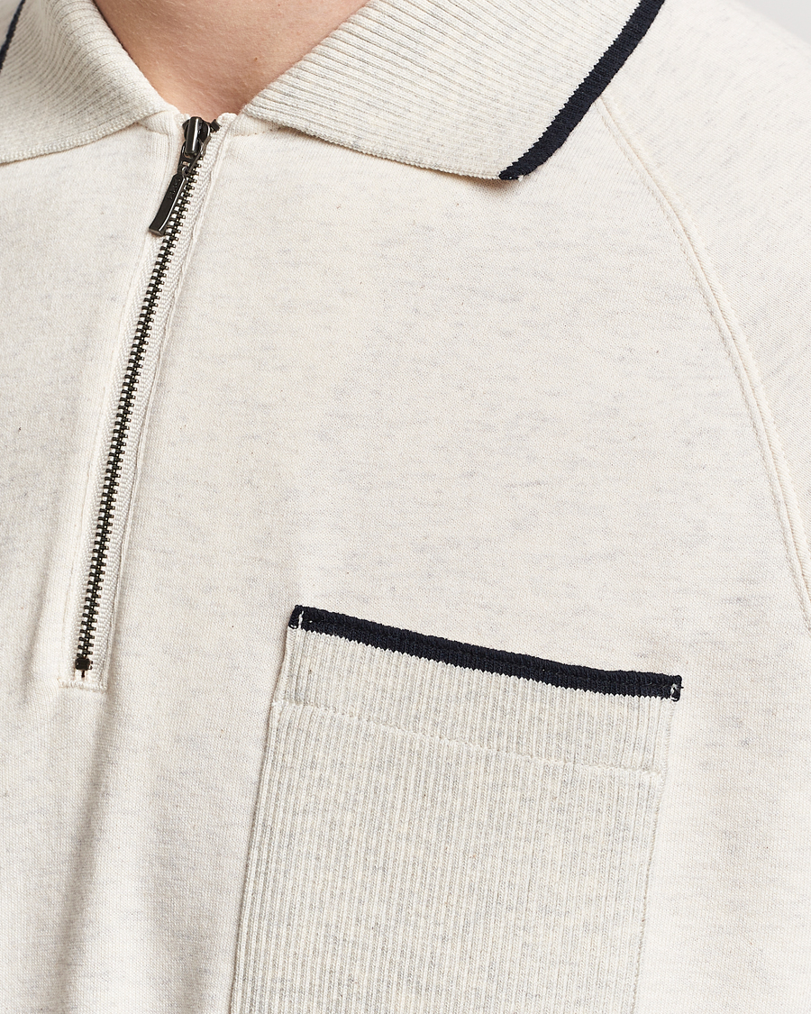 Heren | Polo's | BEAMS PLUS | Half Zip Light Fleece Polo Oatmeal