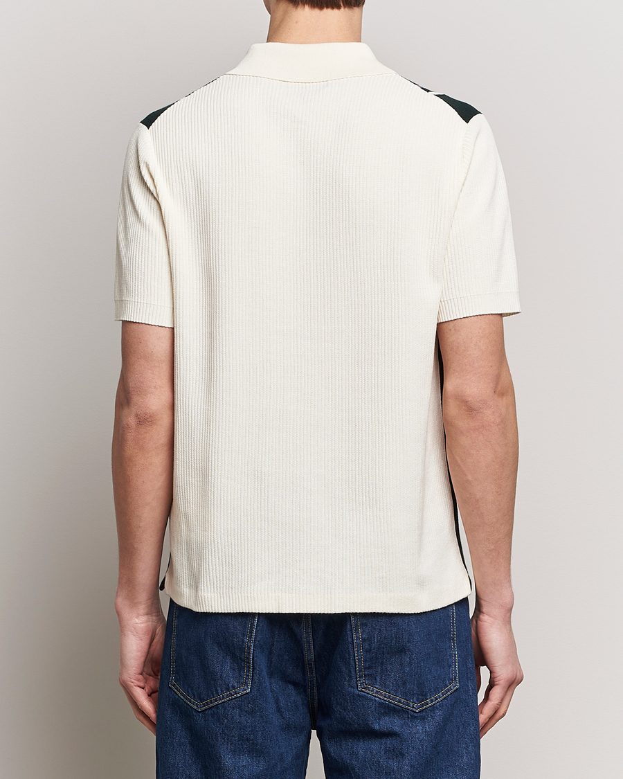 Heren | Polo's | BEAMS PLUS | Knit Stripe Short Sleeve Polo White/Green