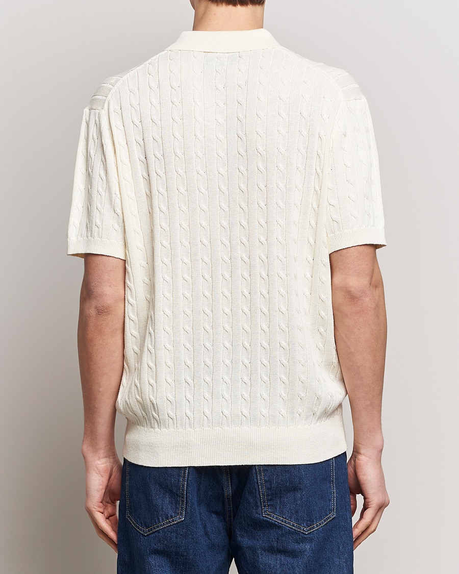 Heren | Polo's | BEAMS PLUS | Short Sleeve Cable Polo Off White