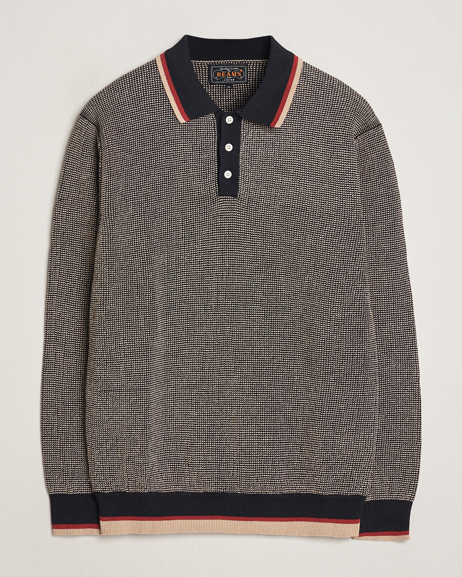 Heren | Truien | BEAMS PLUS | Slab Knit Long Sleeve Polo Black