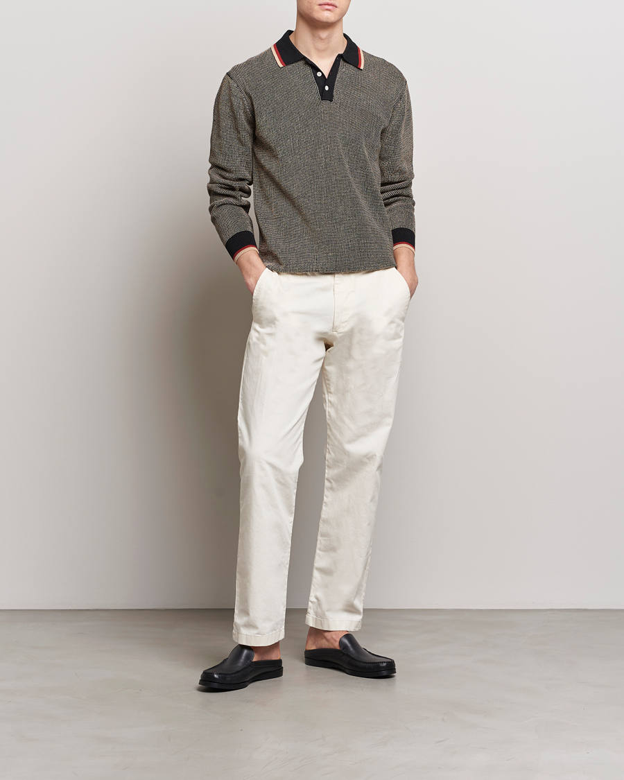 Heren | Truien | BEAMS PLUS | Slab Knit Long Sleeve Polo Black