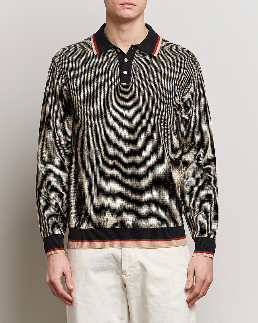 Heren | Japanese Department | BEAMS PLUS | Slab Knit Long Sleeve Polo Black