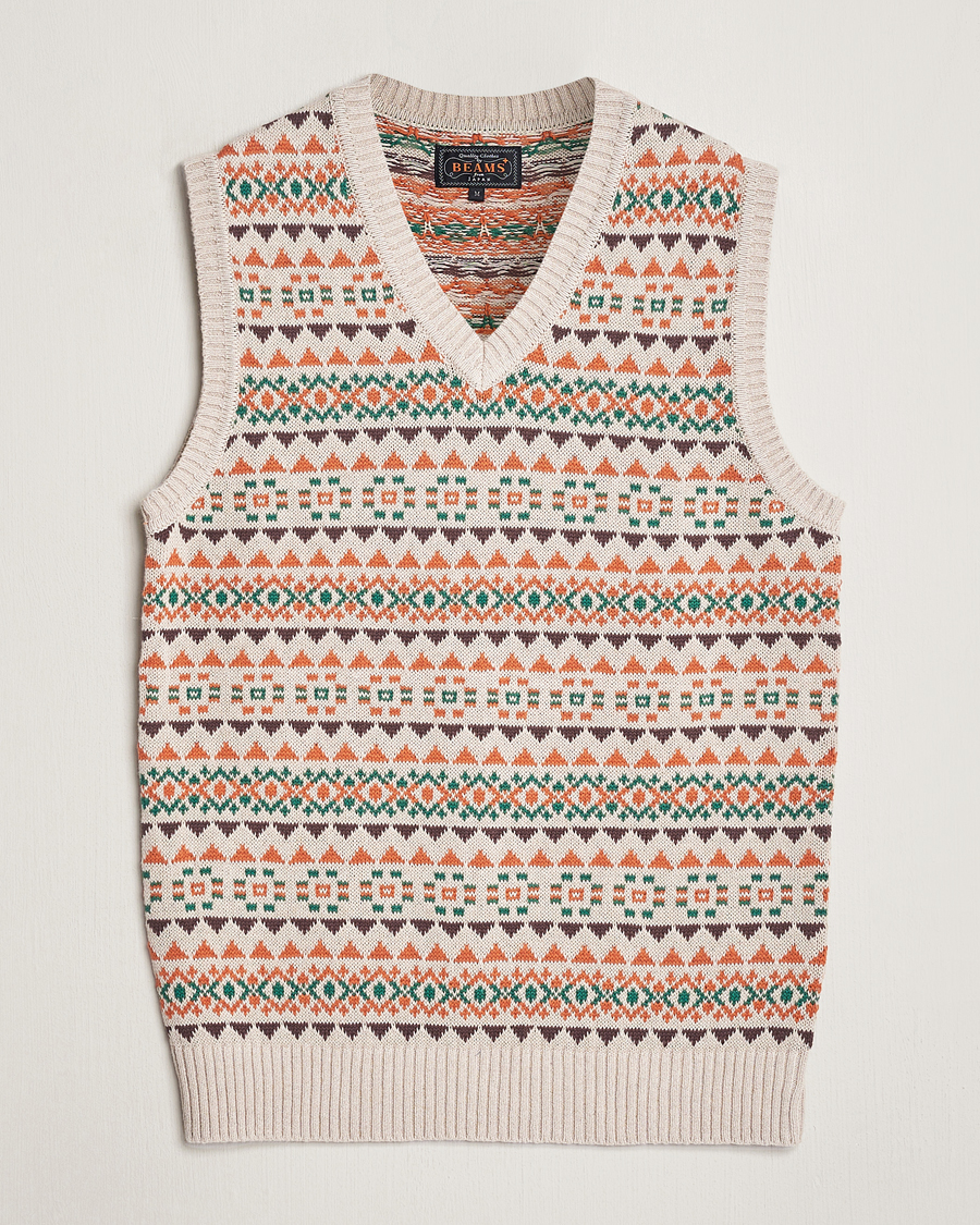 Heren | Truien | BEAMS PLUS | Fairisle Knit Vest Beige